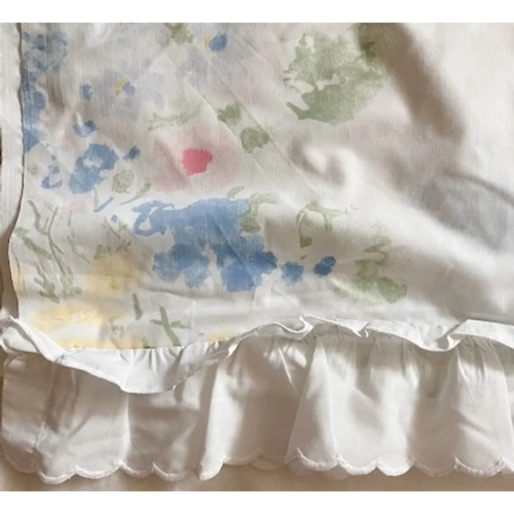 Vintage Full Size sheet Set‎ watercolor Floral Sears Perma Prest